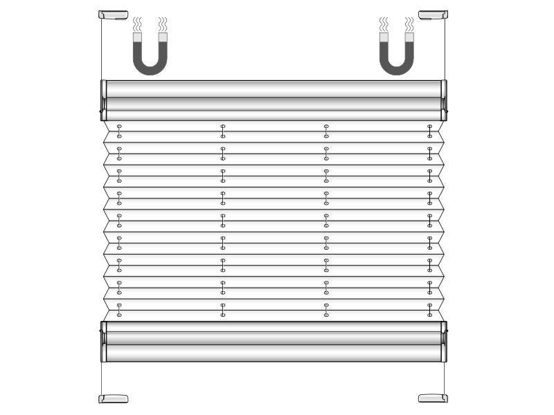 Plissee XL verspannt, 2 Bedienschienen